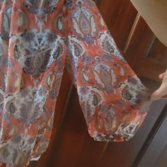 Liz Claiborne Womens Paisley Print Off-Shoulder Blouse 3/4 Sleeve 1x - Picture 4 of 7